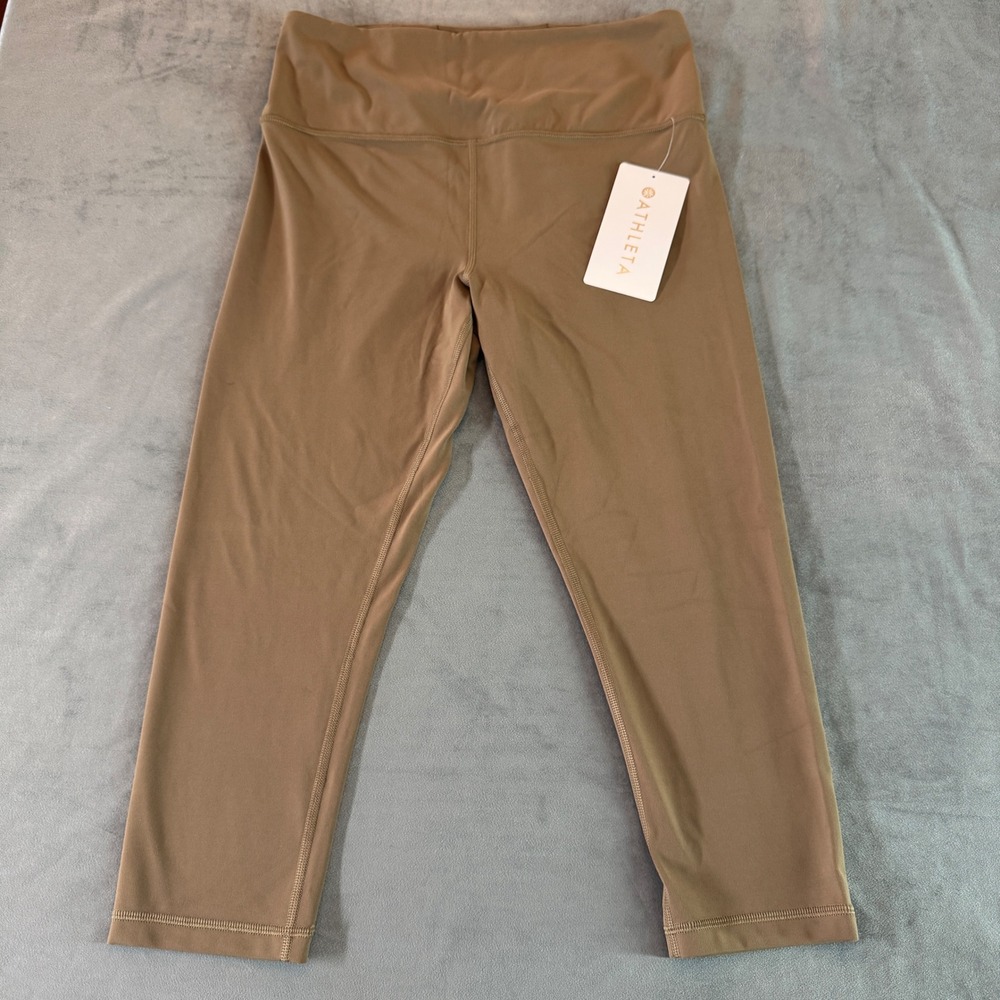 Athleta Elation Capri Leggings M Brown Ultra High Rise Yoga Athleisure Pilates